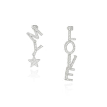 Load image into Gallery viewer, Fashion Sweet MY LOVE Alphabet Star Asymmetrical Earrings with Cubic Zirconia