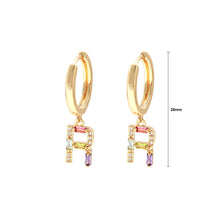 Load image into Gallery viewer, Fashion Simple Plated Gold Alphabet R Geometric Earrings with Colorful Cubic Zirconia