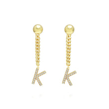 Load image into Gallery viewer, Simple Fashion Plated Gold Alphabet K Tassel Earrings with Cubic Zirconia