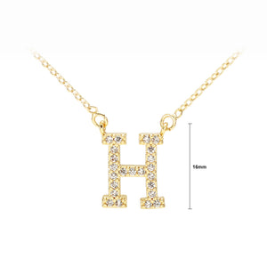 Fashion Simple Plated Gold Alphabet H Pendant with Cubic Zirconia and Necklace
