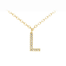 Load image into Gallery viewer, Fashion Simple Plated Gold Alphabet L Pendant with Cubic Zirconia and Necklace