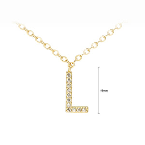 Fashion Simple Plated Gold Alphabet L Pendant with Cubic Zirconia and Necklace