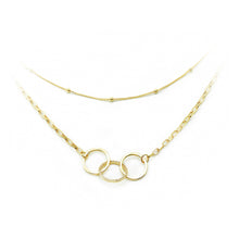 Load image into Gallery viewer, Fashion Temperament Plated Gold Geometric Circle Double Layer Necklace with Cubic Zirconia