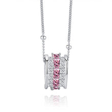 Load image into Gallery viewer, 925 Sterling Silver Stylish Word Love Elegant Cylinder Pendant with Pink Cubic Zircon and Necklace