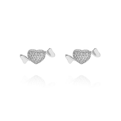 Simple Sweet Heart Candy Stud Earrings with Cubic Zirconia