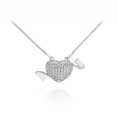 Simple Sweet Heart Candy Pendant with Cubic Zirconia and Necklace