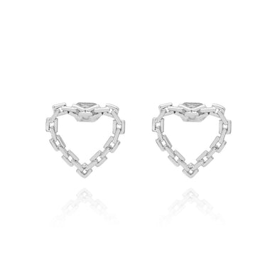Simple and Personalized Hollow Chain Heart-shaped Stud Earrings