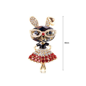 Fashion Cute Plated Gold Rabbit Brooch with Red Cubic Zirconia