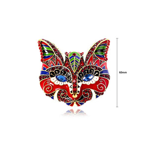 Fashion Vintage Plated Gold Enamel Red Cat Brooch with Cubic Zirconia