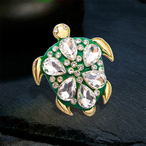 Fashion Cute Plated Gold Turtle Brooch with Cubic Zirconia