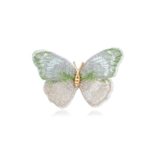 Load image into Gallery viewer, Fashion Vintage Plated Gold Embroidered Green Butterfly Brooch