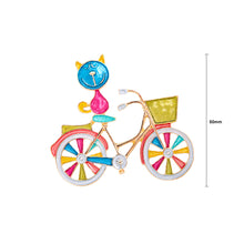 Load image into Gallery viewer, Fashion and Creative Plated Gold Enamel Colorful Cat Bicycle Brooch