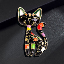 Load image into Gallery viewer, Simple and Cute Plated Gold Enamel Black Cat Brooch