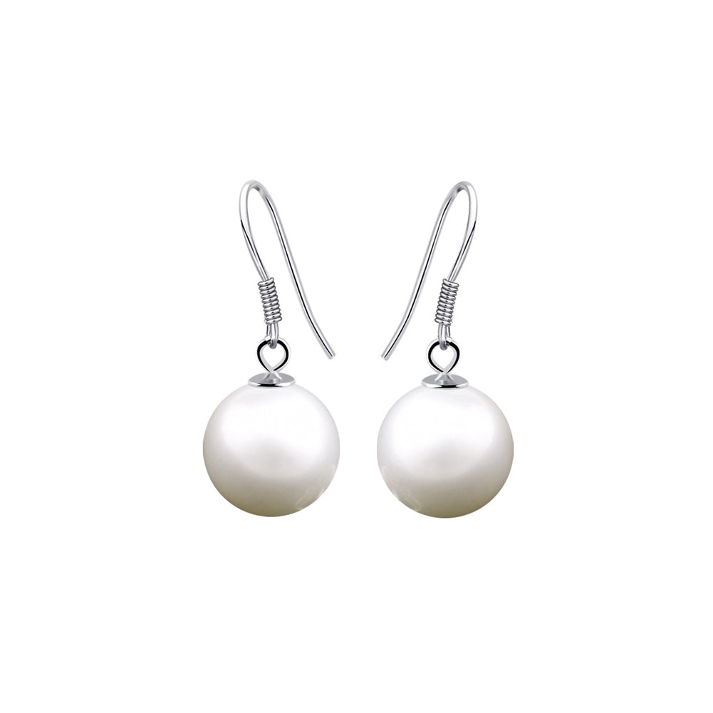 925 Sterling Silver Simple and Elegant Geometric Imitation Pearl Earrings