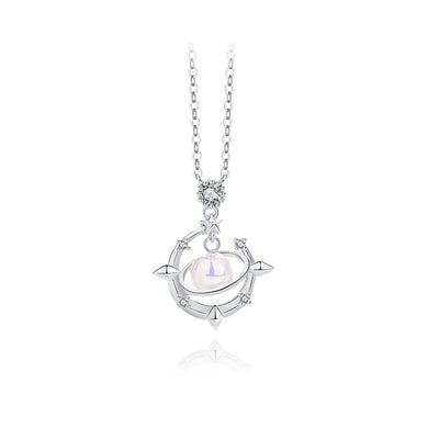 925 Sterling Silver Fashion Elegant Star Universe Pendant with Freshwater Pearl and Necklace