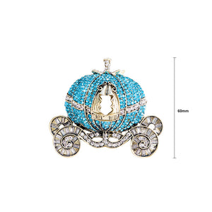 Fashion Brilliant Plated Gold Pumpkin Cat Brooch with Blue Cubic Zirconia
