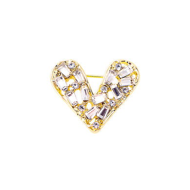 Simple and Cute Plated Gold Heart-shaped Stud Earrings with Cubic Zirconia