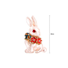 Load image into Gallery viewer, Simple Cute Plated Gold Enamel Rabbit Brooch with Cubic Zirconia