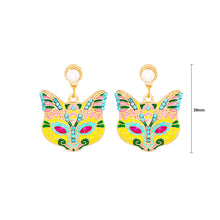Load image into Gallery viewer, Fashion Vintage Plated Gold Enamel Colorful Cat Earrings with Cubic Zirconia