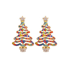 Load image into Gallery viewer, Fashion and Elegant Plated Gold Christmas Tree Stud Earrings with Colored Cubic Zirconia