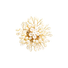 Load image into Gallery viewer, Fashion and Elegant Plated Gold Floral Imitation Pearl Brooch