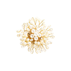 Fashion and Elegant Plated Gold Floral Imitation Pearl Brooch