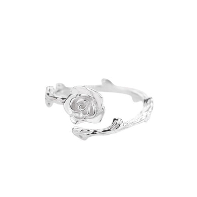 925 Sterling Silver Simple Fashion Rose Adjustable Open Ring