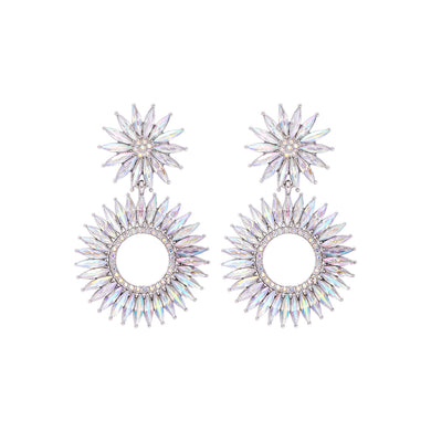 Fashion Brilliant Sun Geometric Earrings with Cubic Zirconia
