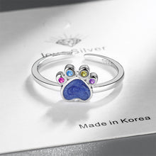Load image into Gallery viewer, Simple Cute Dog Paw Print Adjustable Open Ring with Colored Cubic Zirconia