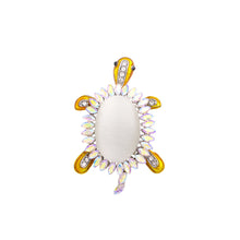Load image into Gallery viewer, Simple Cute Plated Gold Turtle Imitation Cat Eye Brooch with Cubic Zirconia