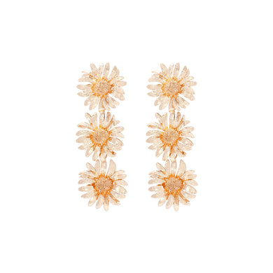 Fashion and Elegant Plated Gold Flower Tassel Earrings