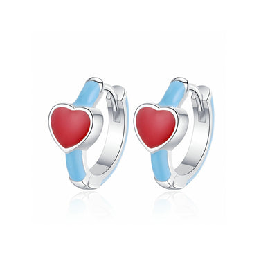 Simple and Fashion Enamel Heart-shaped Hoop Earrings