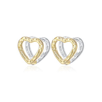 Simple and Fashion Gold Color-blocked Pattern Hollow Heart-shaped Stud Earrings