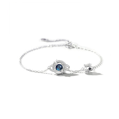 925 Sterling Silver Fashion Creative Planet Spaceship Bracelet with Cubic Zirconia