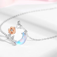Load image into Gallery viewer, 925 Sterling Silver Fashion Simple Rose Moon Moonstone Pendant with Necklace