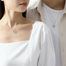 Load image into Gallery viewer, 925 Sterling Silver Fashion Simple Rose Moon Moonstone Pendant with Necklace