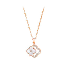 Load image into Gallery viewer, 925 Sterling Silver Plated Rose Gold Fashion and Simple Four-leafed Clover Pendant with Cubic Zirconia and Necklace