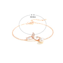 Load image into Gallery viewer, 925 Sterling Silver Plated Rose Gold Fashion Simple Mermaid Tail Imitation Pearl Bracelet with Cubic Zirconia