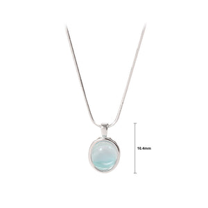 925 Sterling Silver Fashion Simple Geometric Oval Moonstone Pendant with Necklace
