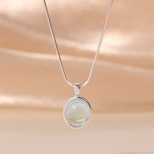 Load image into Gallery viewer, 925 Sterling Silver Fashion Simple Geometric Oval Moonstone Pendant with Necklace