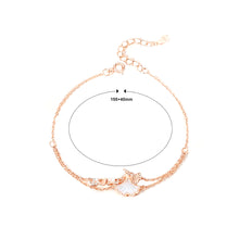Load image into Gallery viewer, 925 Sterling Silver Plated Rose Gold Fashion and Simple Ginkgo Leaf Double Layer Bracelet