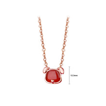 Load image into Gallery viewer, 925 Sterling Silver Plated Rose Gold Simple and Fashion Twelve Zodiac Dog Pendant with Imitation Agate and Necklace