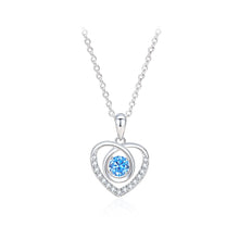 Load image into Gallery viewer, 925 Sterling Silver Fashion and Romantic Heart-shaped Pendant with Blue Cubic Zirconia and Necklace