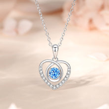 Load image into Gallery viewer, 925 Sterling Silver Fashion and Romantic Heart-shaped Pendant with Blue Cubic Zirconia and Necklace