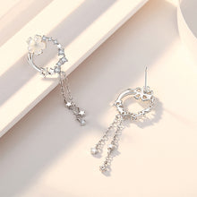 Load image into Gallery viewer, 925 Sterling Silver Fashion Elegant Shooting Star Flower Tassel Earrings with Cubic Zirconia