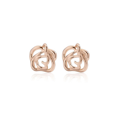 925 Sterling Silver Plated Rose Gold Fashion Simple Hollow Flower Stud Earrings
