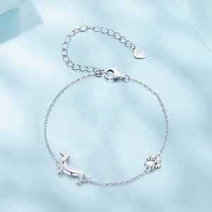 925 Sterling Silver Simple Cute Dachshund Dog Bracelet