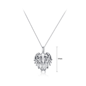 925 Sterling Silver Fashion Simple Angel Wings Pendant with Necklace