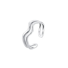 Load image into Gallery viewer, 925 Sterling Silver Simple and Personalized Wavy Double-layer Geometric Adjustable Open Ring