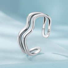 Load image into Gallery viewer, 925 Sterling Silver Simple and Personalized Wavy Double-layer Geometric Adjustable Open Ring